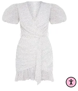 Polka Dot Chiffon White Dress Size 16 for rent on The Volte - image 1