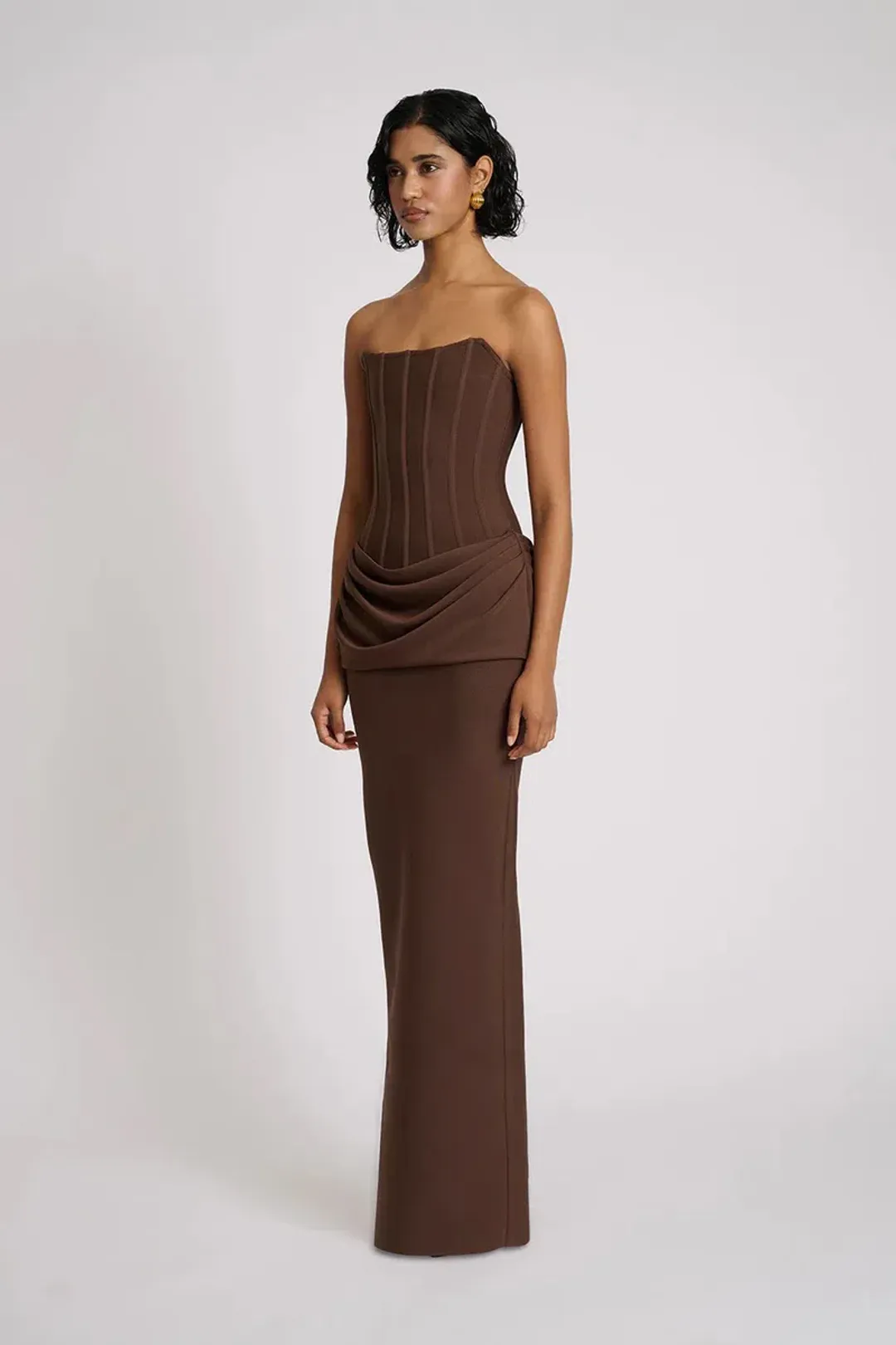 Eliya the label Hilda gown / Chocolate / Size 8 for rent on The Volte - main image