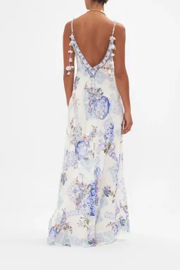 V Neck Full Length Bias Slip Dress Size L for rent on The Volte - image 3