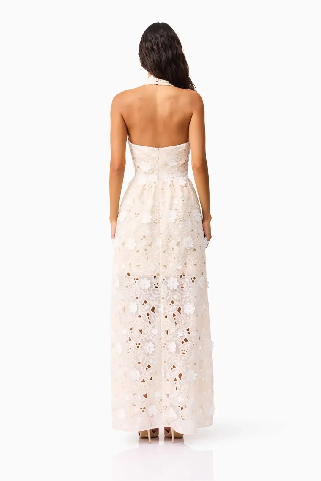 Elliatt Sienna Halter Gown in Cream Size S/AU 8 for rent on The Volte - main image