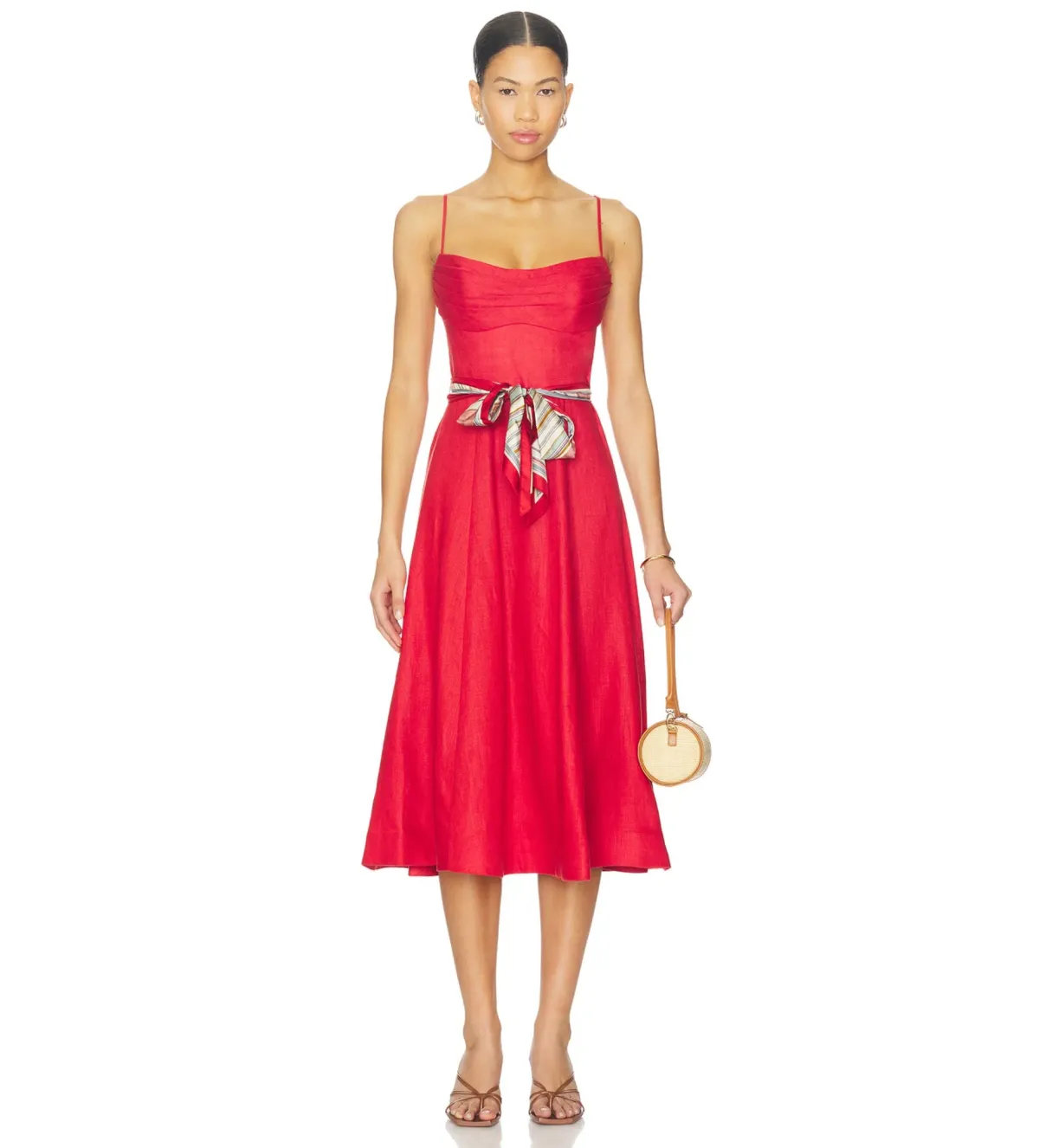 Zimmermann Rebellion Tuck Midi Dress Red Size 2 AU 12 for rent on The Volte - main image
