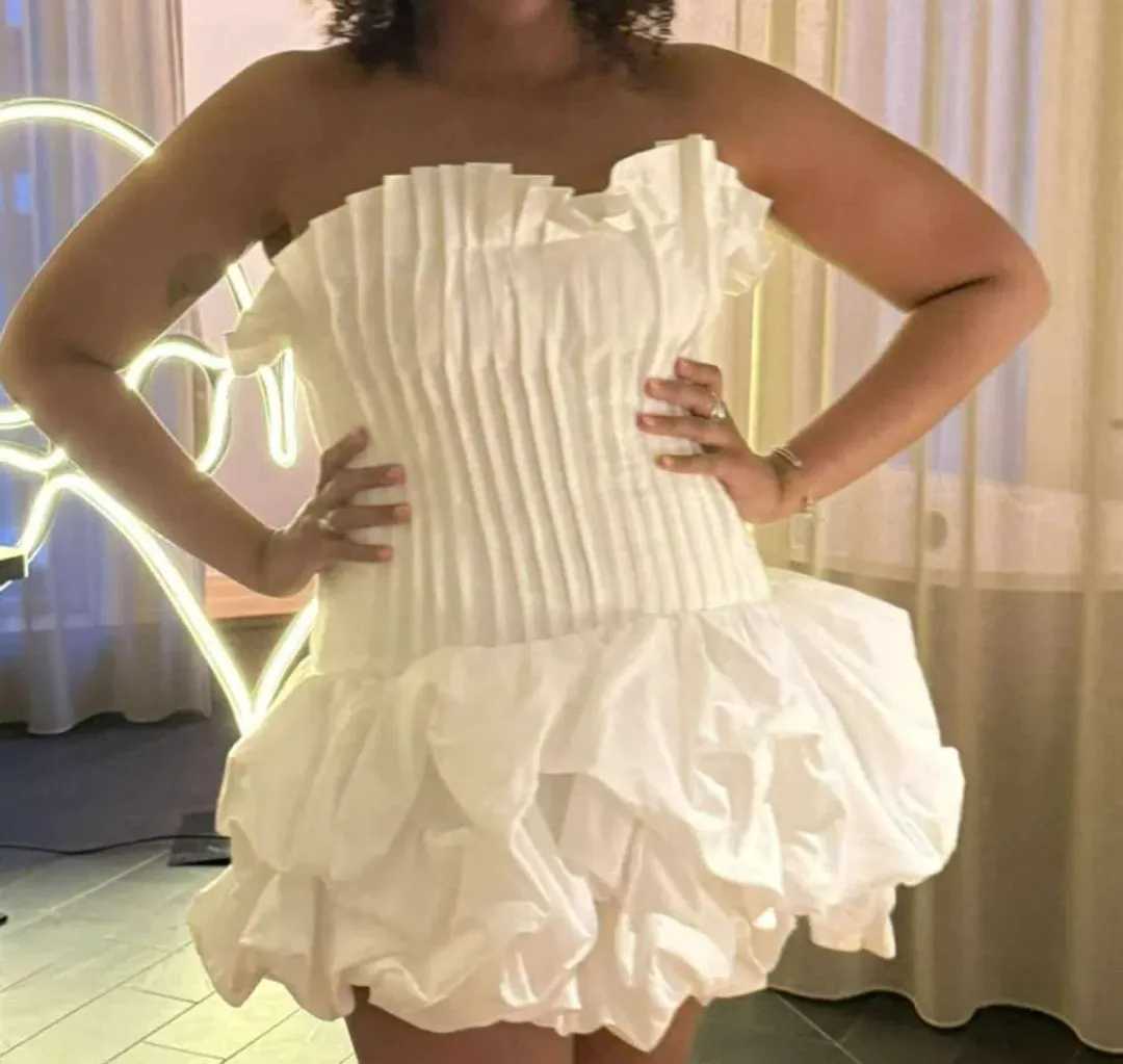 Aje Women's White and Cream Dress for rent on The Volte - main image