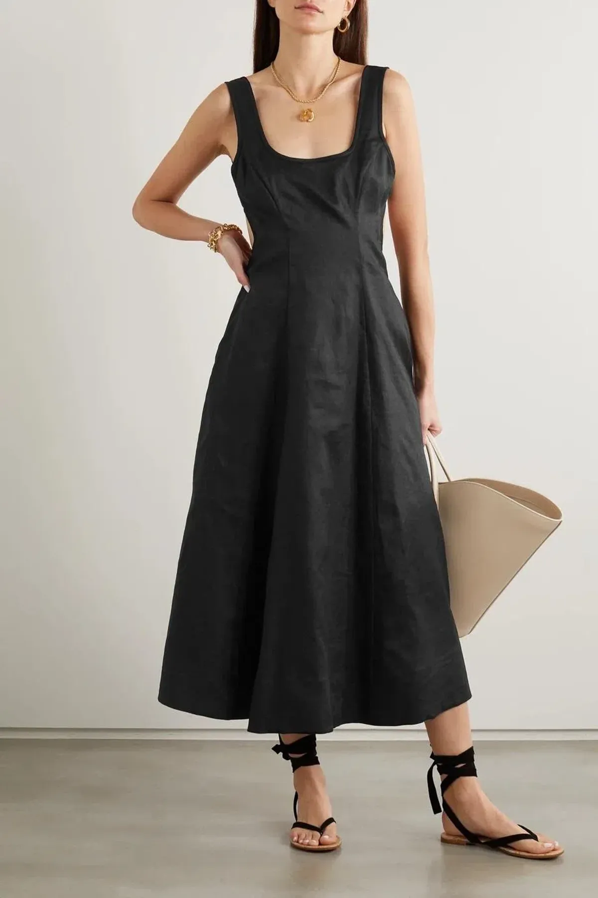 Zimmermann Lulu Open Back Midi Dress Noir Black Size 6 for rent on The Volte - main image