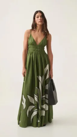 AJE - Planetary Maxi Dress in Abstract Fern for rent on The Volte - image 1
