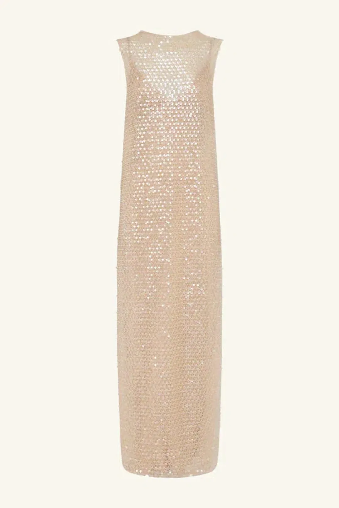 SHONA JOY EVERLY HIGH NECK SLEEVELESS MAXI DRESS MACADAMIA SIZE 14 for rent on The Volte - main image