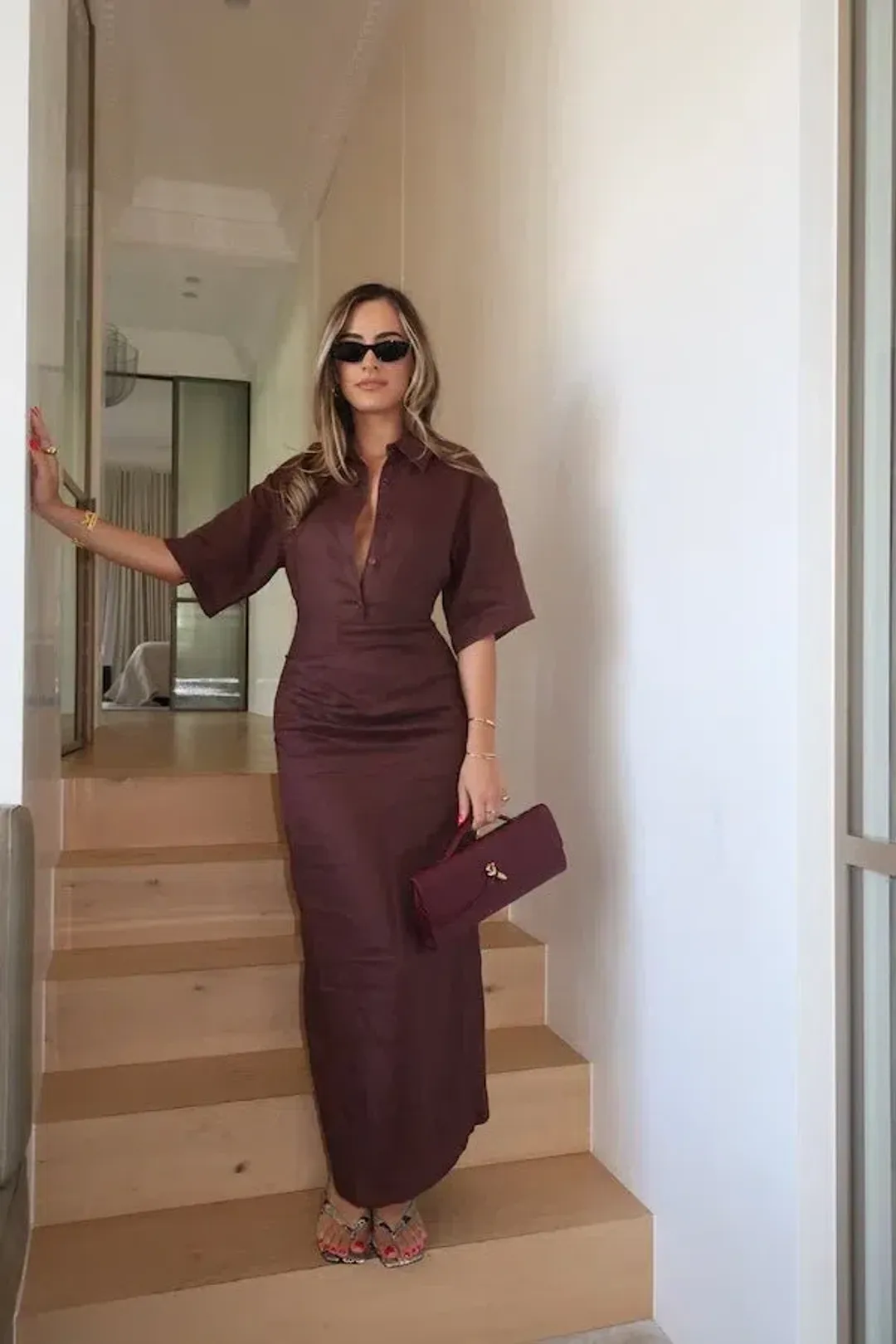 Sneaky Link Lefka Midi Dress Brown size XXL / 16  for rent on The Volte - main image
