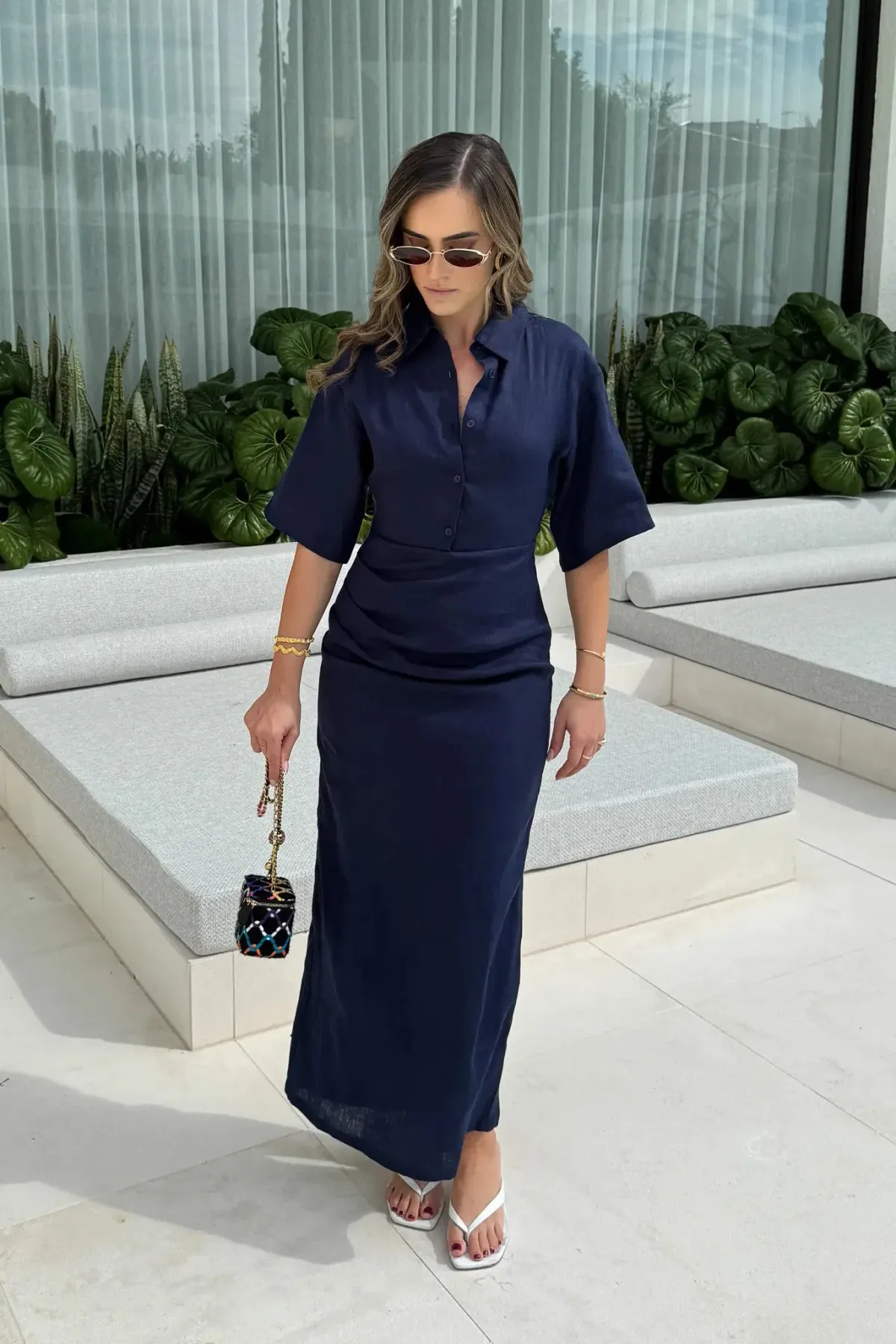 Sneaky Link Lefka Midi Dress Navy size XXL / 16 for rent on The Volte - main image