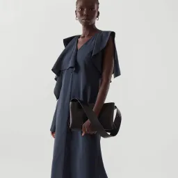 COS Asymmetric Midi Dress in Navy AU16 for rent on The Volte - image 1