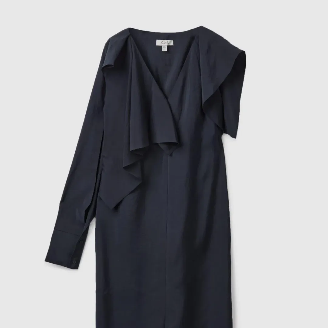 COS Asymmetric Midi Dress in Navy AU16 for rent on The Volte - main image