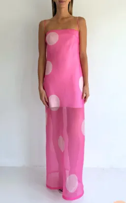 By Nicola Mila Maxi Dress in Pink Polka for rent on The Volte - image 1