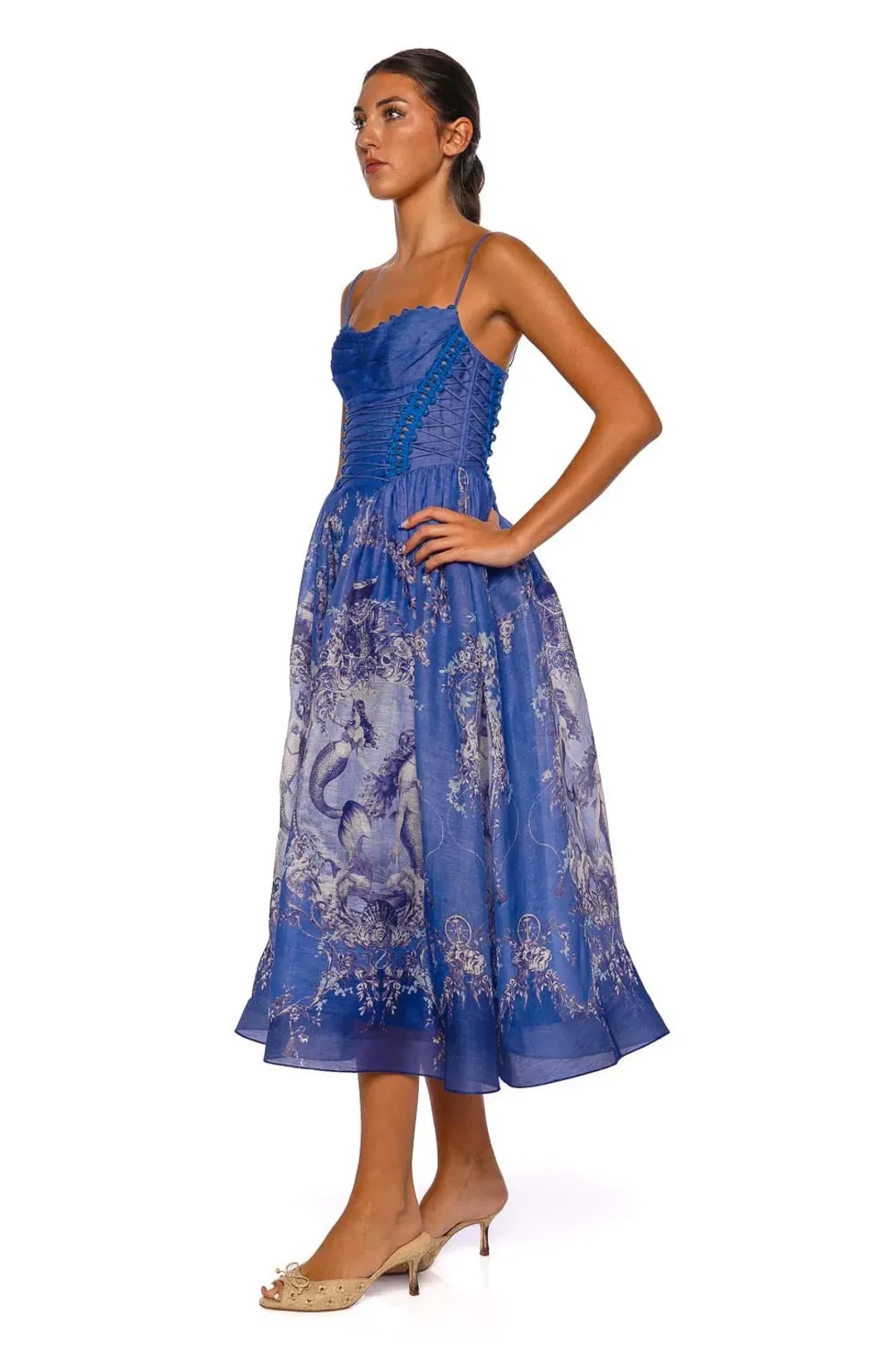ZIMMERMANN REBELLION BEADED PICNIC DRESS BLUE MERMAID SIZE 3 au 14 for rent on The Volte - main image