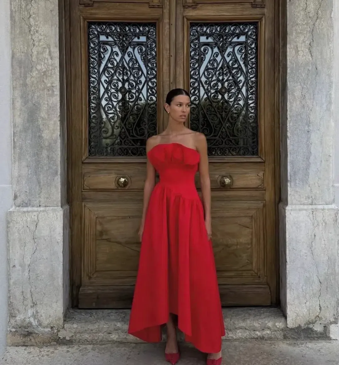 Elliatt Laurel Gown Red Size 6 for rent on The Volte - main image