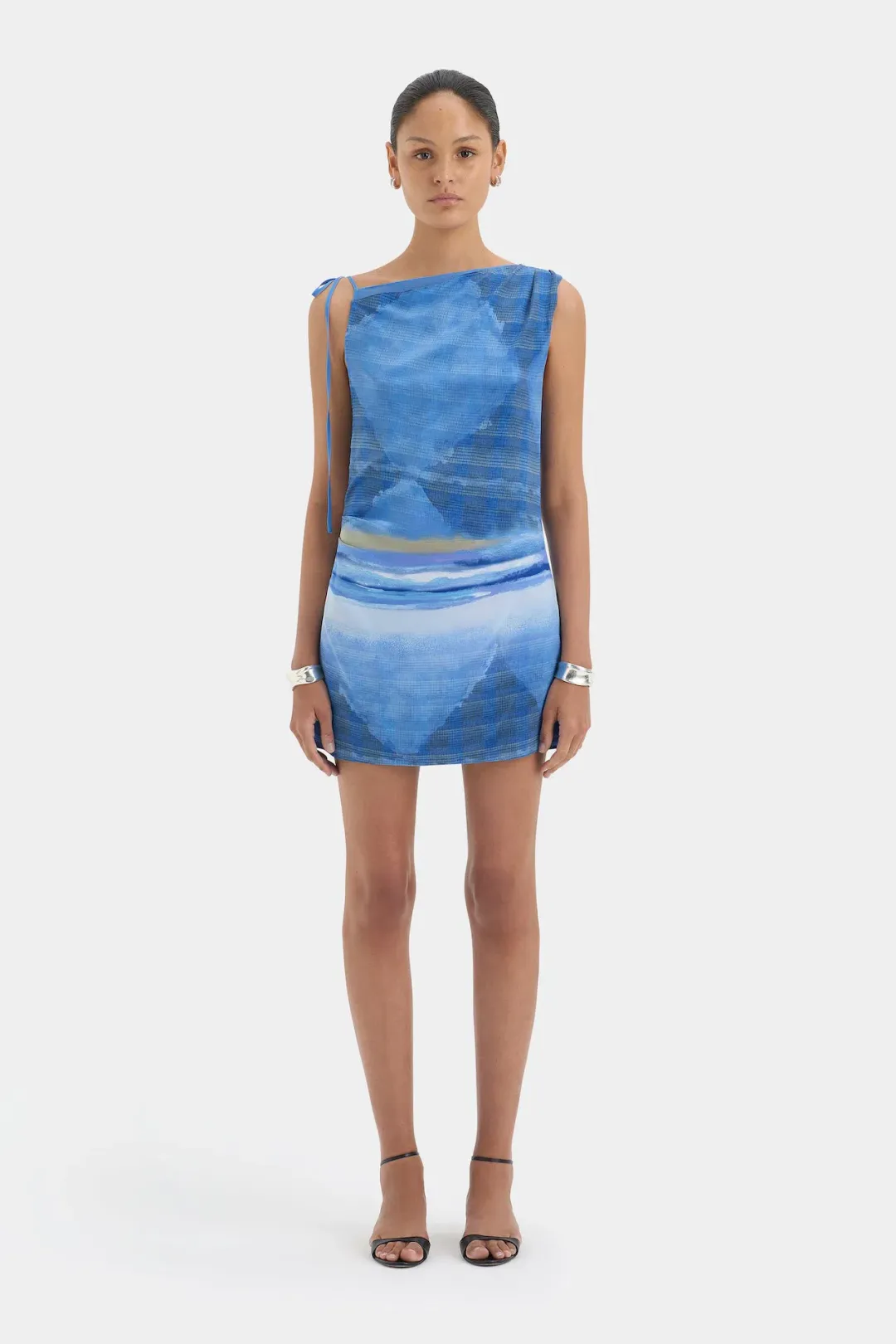 Sir the Label Isla Mini Dress in Estela Azul Blue Size 10 for rent on The Volte - main image