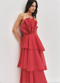 Aje Selestia Gown in Scarlet Red Size 10 for rent on The Volte - image 3