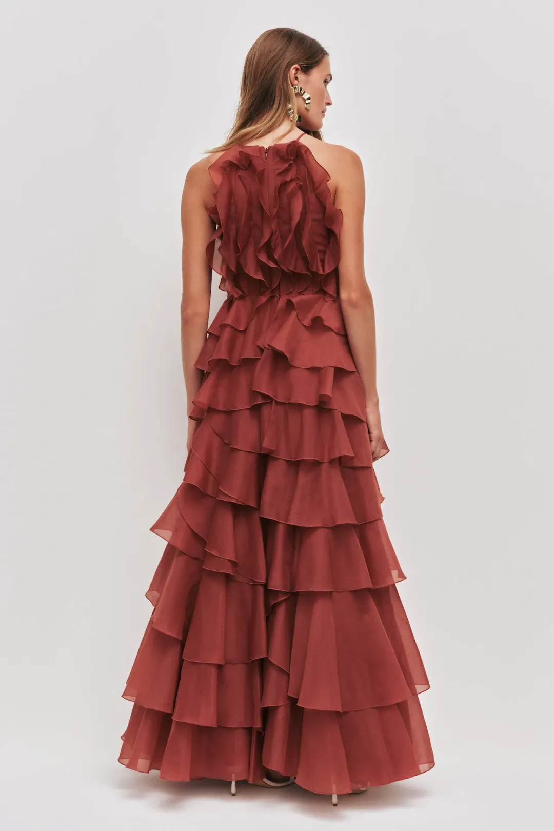 Aje Cleo Gown in Rust Size 14 for rent on The Volte - main image