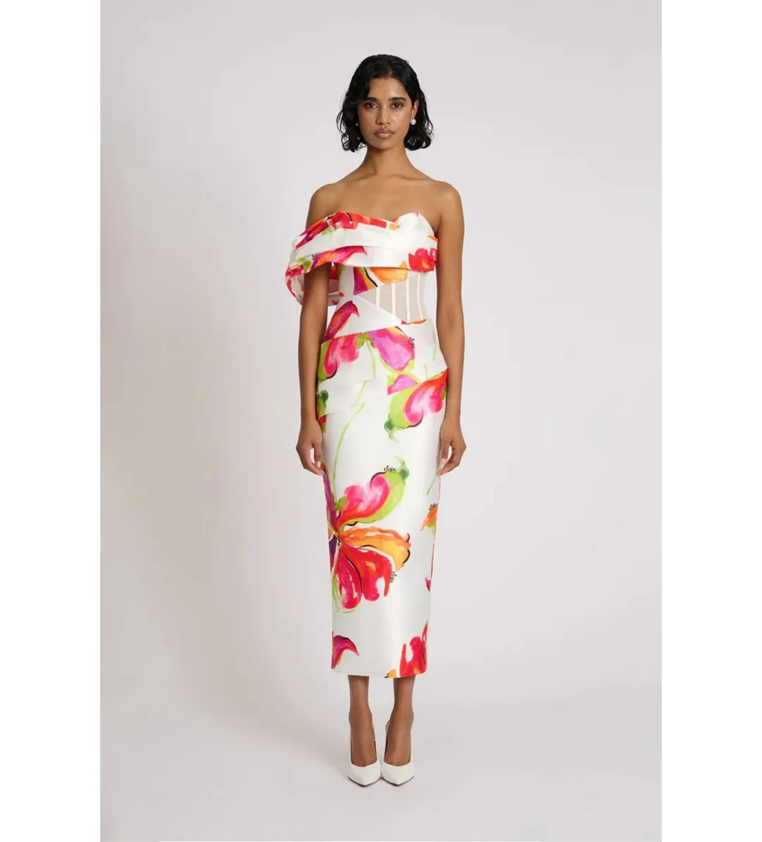 Eliya The Label Ivie Midi Dress White Floral Size M AU 10 for rent on The Volte - main image