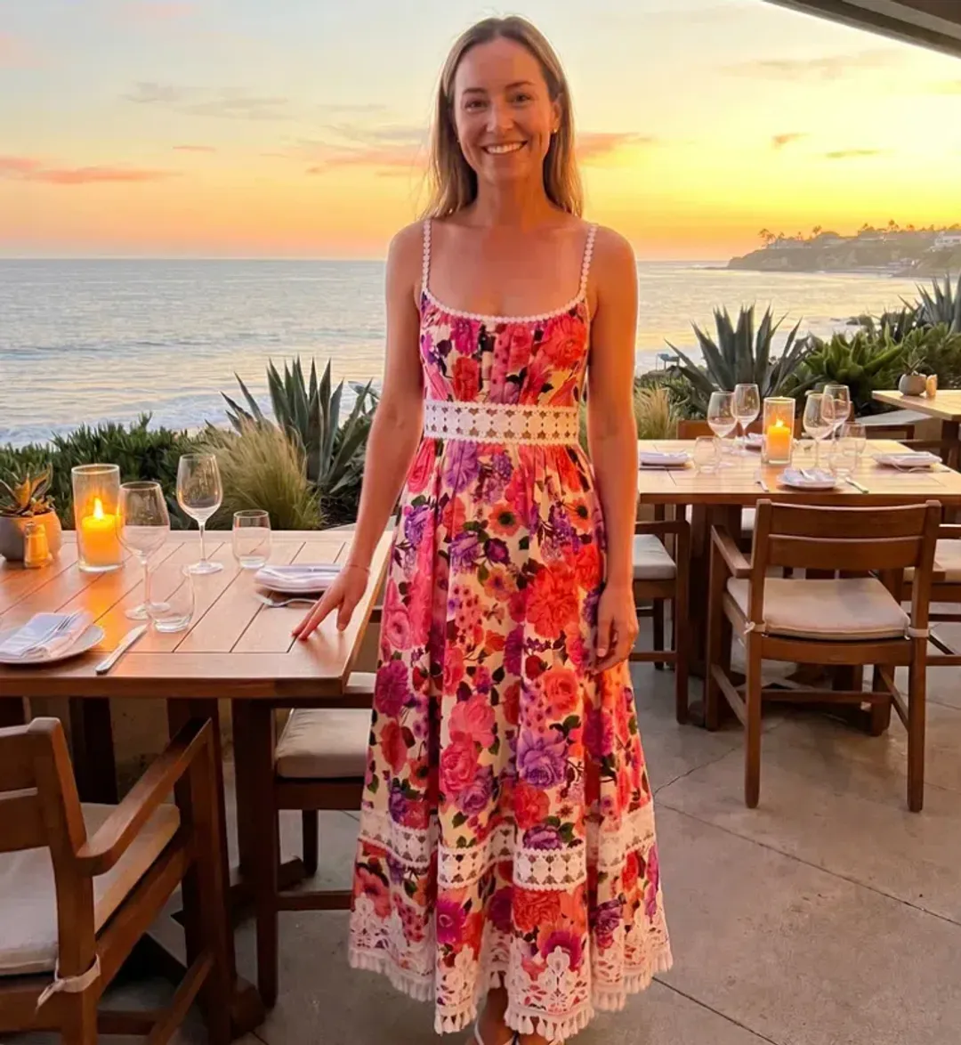 Zimmermann Stardust Fit & Flare Midi Dress Pink Floral Size 1 AU 10 for rent on The Volte - main image