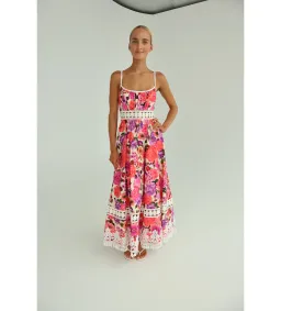 Zimmermann Stardust Fit & Flare Midi Dress Pink Floral Size 1 AU 10 for rent on The Volte - image 2