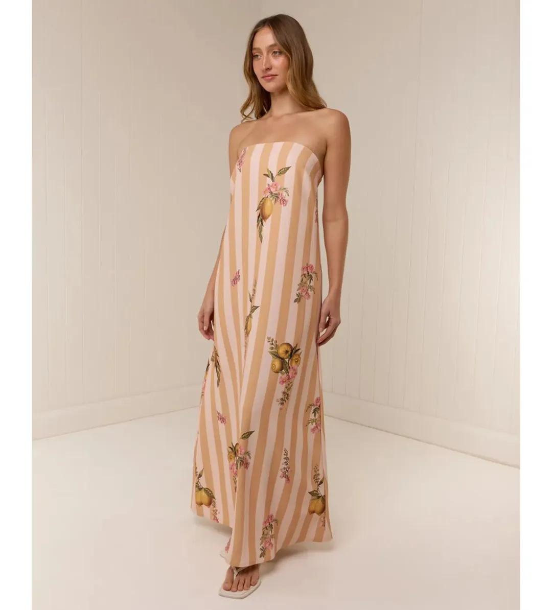 Palm Noosa Alessia Maxi Dress in Citrus Stripe Size AU10 for rent on The Volte - main image