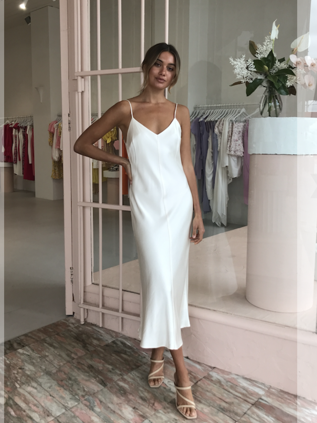 Bec & Bridge Piper Midi Dress Ivory White Size 6 for rent on The Volte - main image
