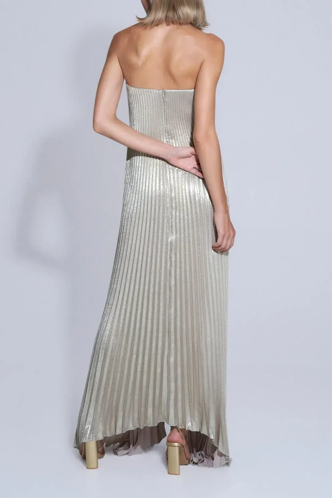 L’IDEE BLACK TIE GOWN GOLD SHIMMER SIZE 8 for rent on The Volte - main image