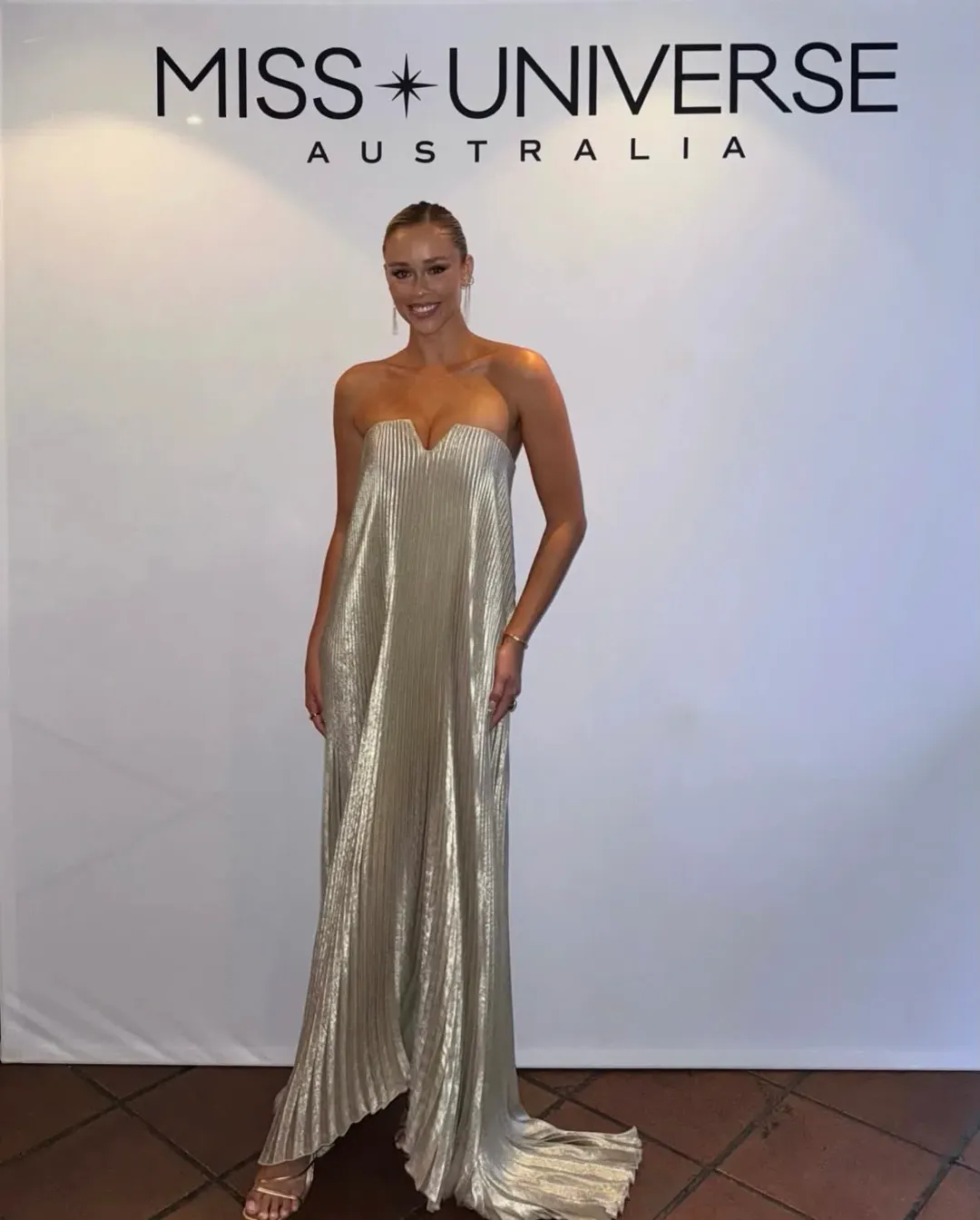 L’IDEE BLACK TIE GOWN GOLD SHIMMER SIZE 8 for rent on The Volte - main image