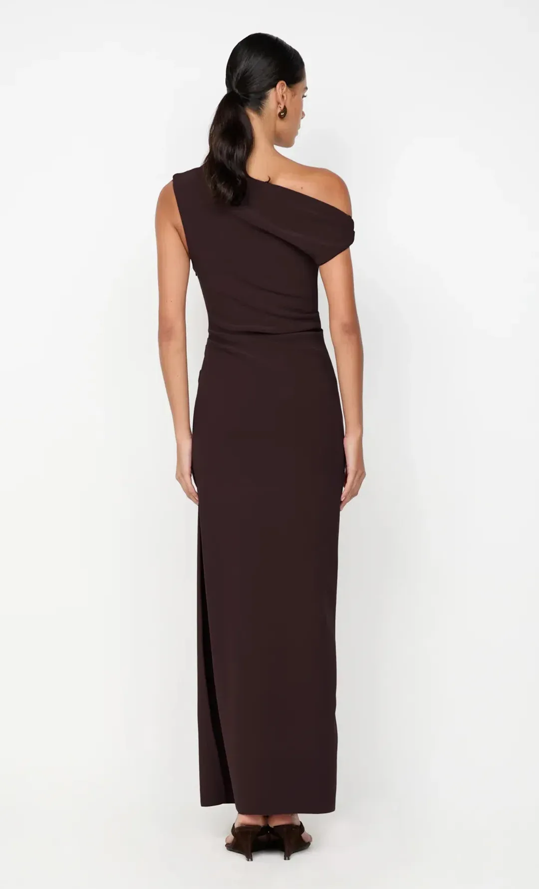 Bec and Bridge Leora Asym Maxi Dress in Dark Chocolate Size 12 for rent on The Volte - main image