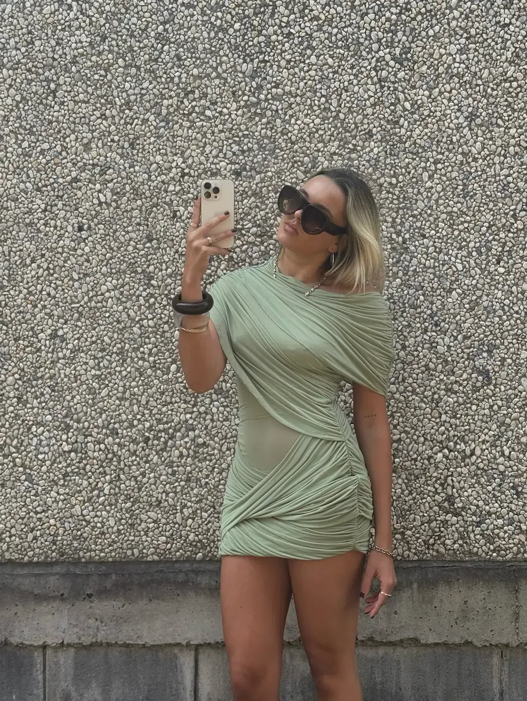 Benni Otto Mini Dress Pistachio Size 8 for rent on The Volte - main image