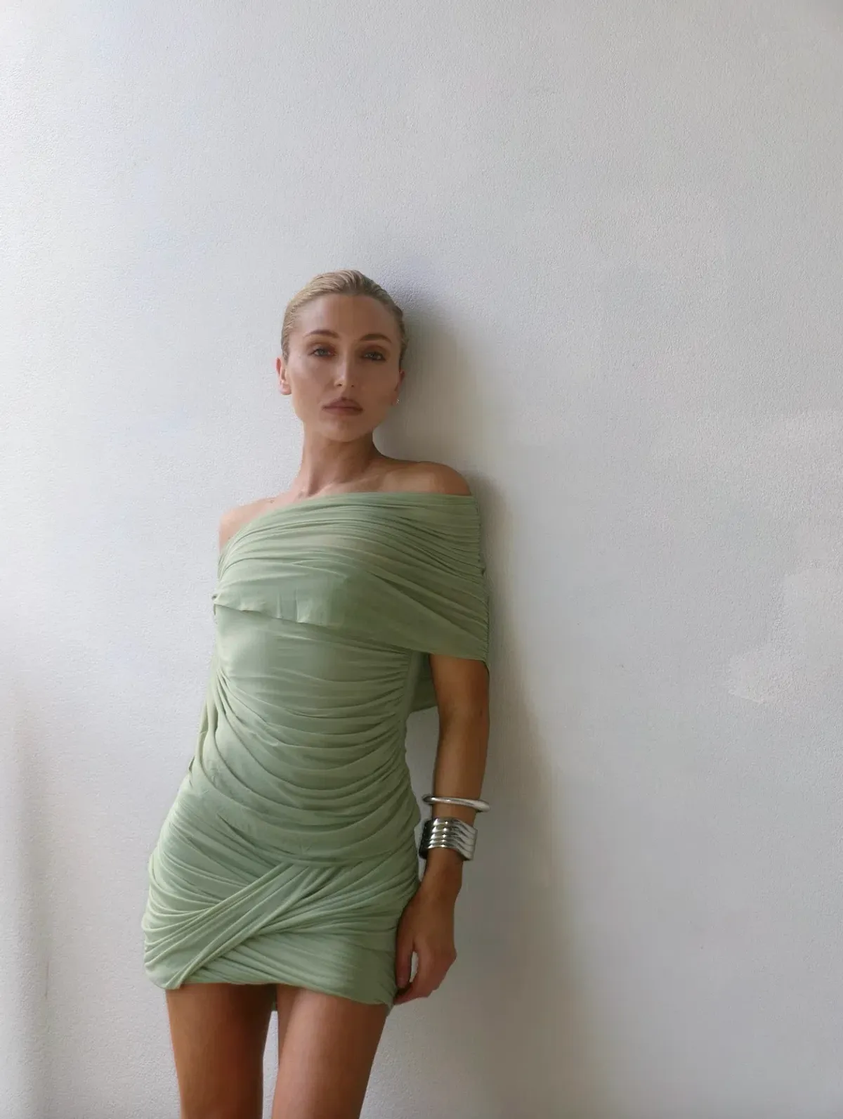 Benni Otto Mini Dress Pistachio Size 10 for rent on The Volte - main image