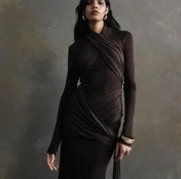 De La Vali Ballad Dress Chocolate Brown Size 8 for rent on The Volte - image 1