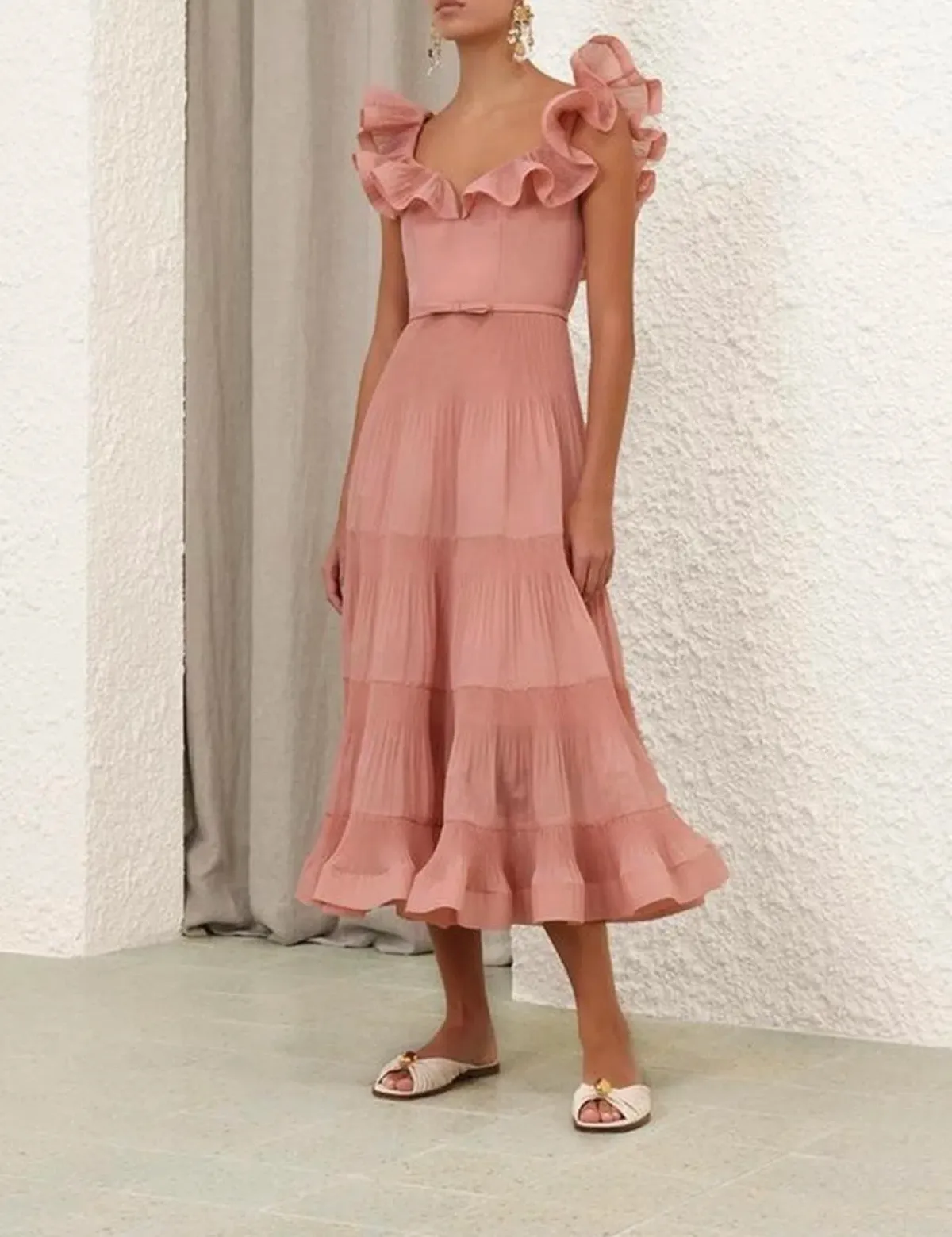 Zimmermann Dress Midi Pink Size 6  for rent on The Volte - main image