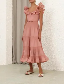 Zimmermann Dress Midi Pink Size 6  for rent on The Volte - image 1