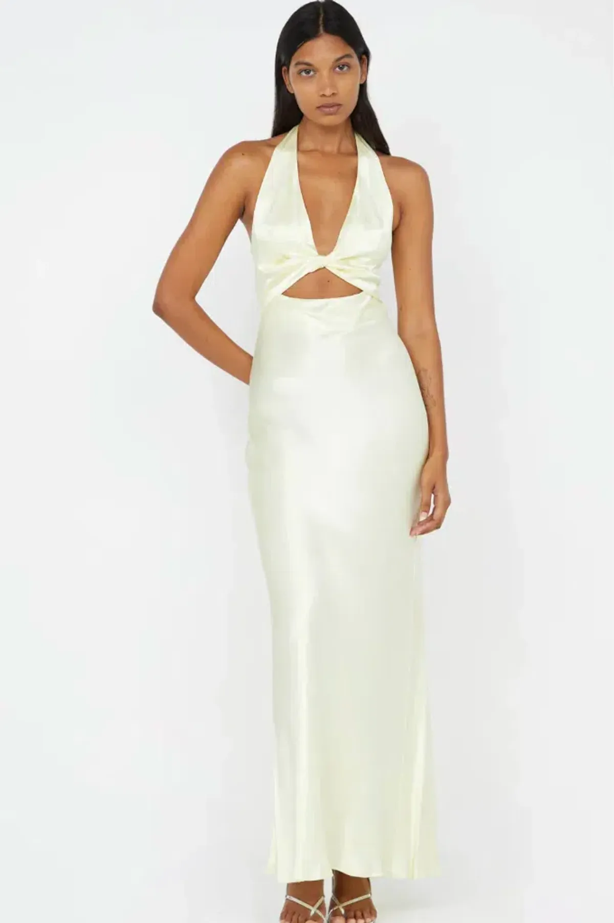 SABIA TWIST DRESS | ICE YELLOW for rent on The Volte - main image
