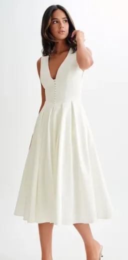 MESHKI Keely Cotton Sleeveless Midi White Size Small for rent on The Volte - image 3