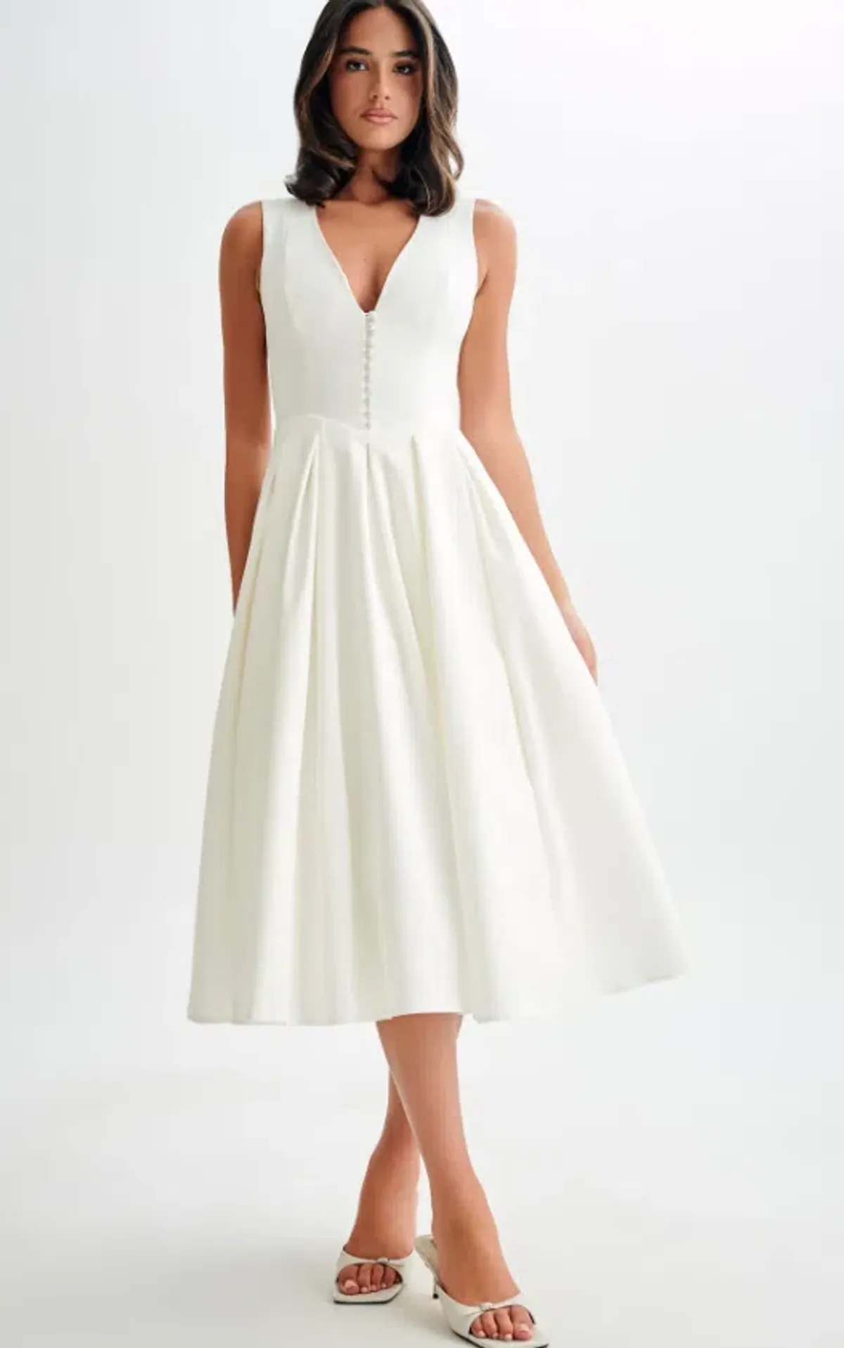 MESHKI Keely Cotton Sleeveless Midi White Size Small for rent on The Volte - main image