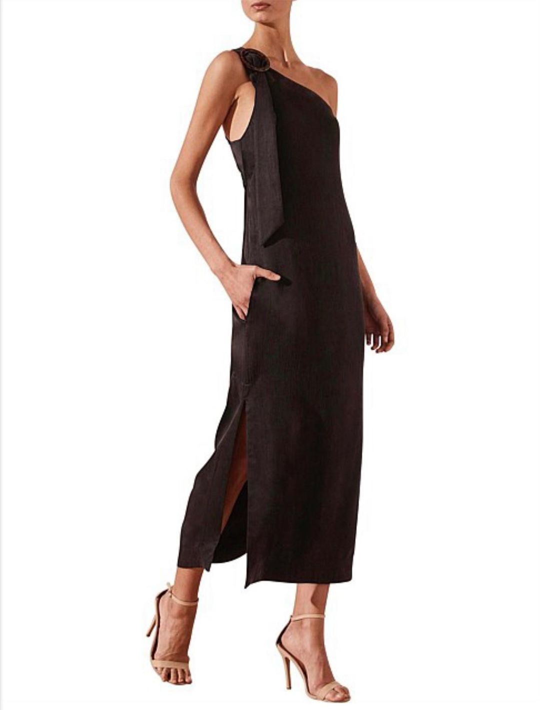 Shona Joy Matias One Shoulder Column Midi Dress Size 6 for rent on The Volte - main image