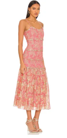 HEMANT & NANDITA ROOP MIDI DRESS IN CORAL SIZE 6 for rent on The Volte - image 3
