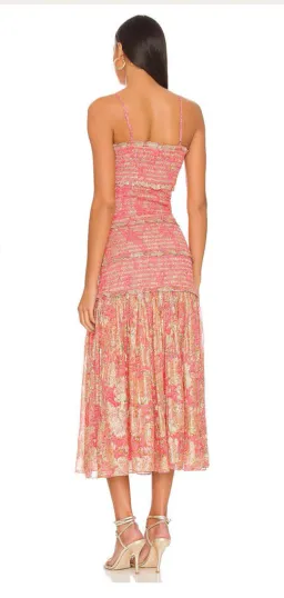 HEMANT & NANDITA ROOP MIDI DRESS IN CORAL SIZE 6 for rent on The Volte - image 5