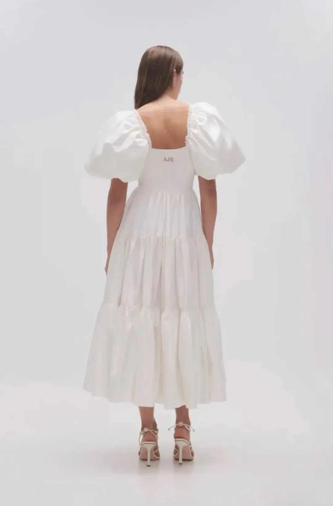 AJE CASA PUFF SLEEVE MIDI DRESS WHITE SIZE 4 for rent on The Volte - main image