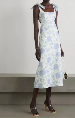 Zimmermann Floral Tie Shoulder Midi Dress in Lilac Tonal Floral Size 0 / AU 8 for rent on The Volte - image 2