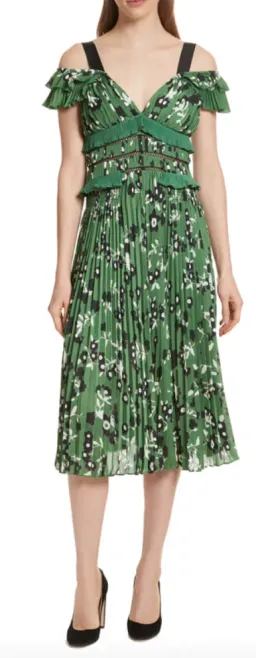 Self-Portrait Green Floral Midi Dress / AU 8 for rent on The Volte - image 1