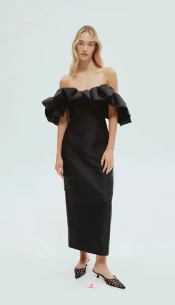 Alemais Suzi Off Shoulder Midi Dress Black Size 6 for rent on The Volte - image 3