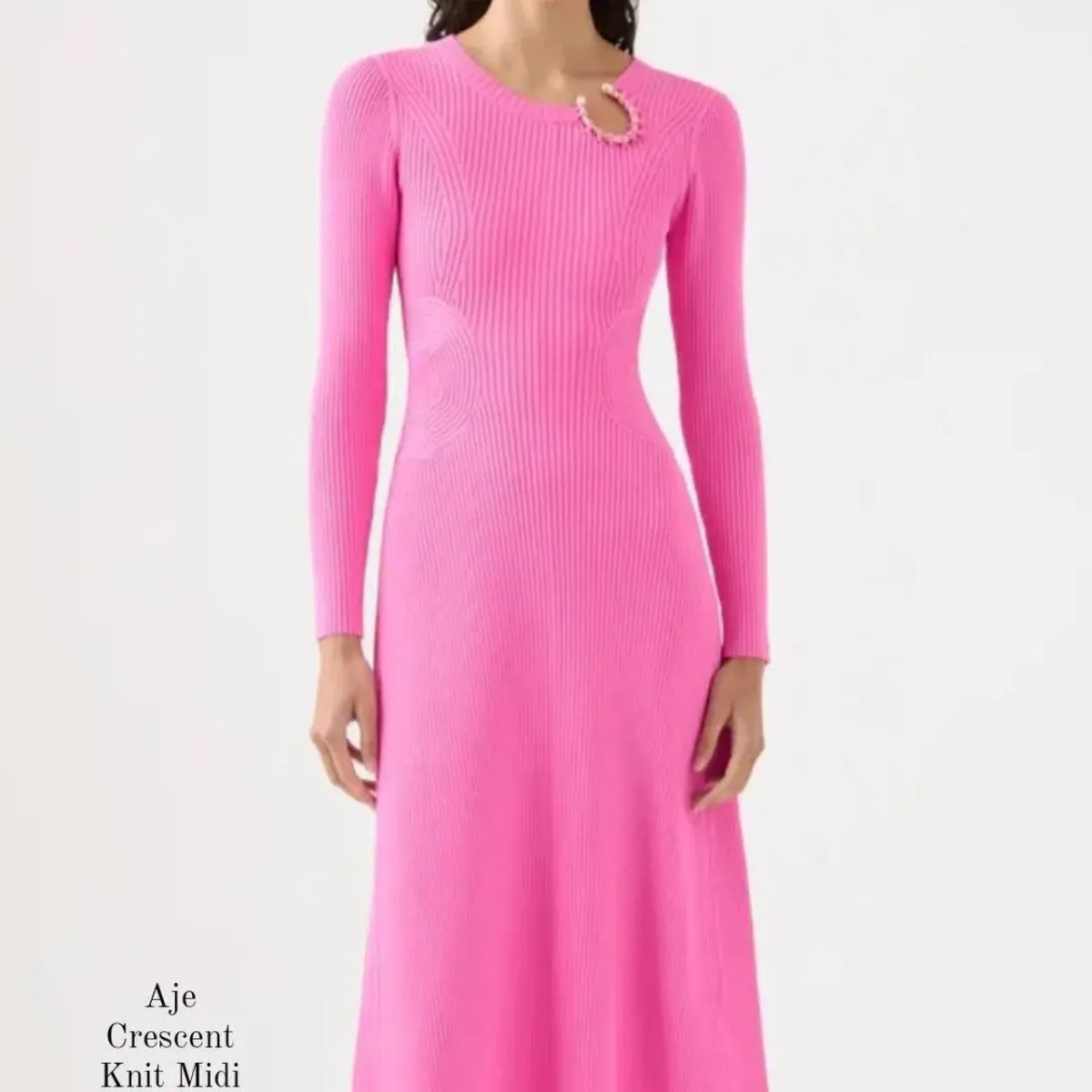 Aje Crescent Knit Midi Dress for rent on The Volte - main image