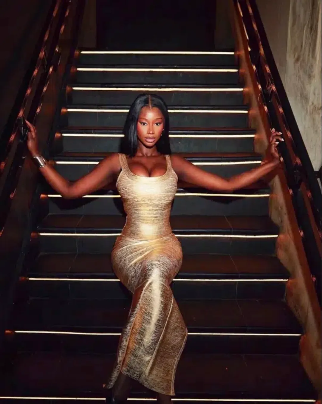 House Of CB The OG Gold Bandage Maxi Dress Size S / AU 8 for rent on The Volte - main image