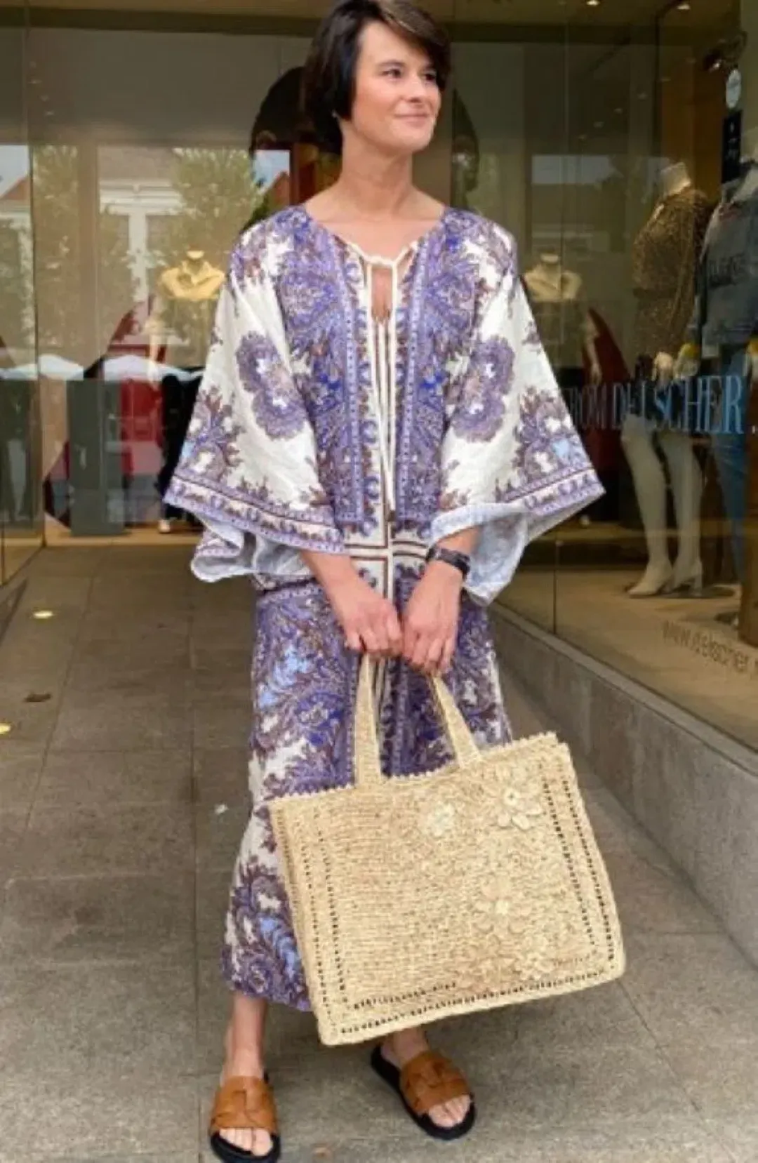 Zimmermann Ottie Paisley Linen Kaftan Purple Size 0 / Au 8 for rent on The Volte - main image