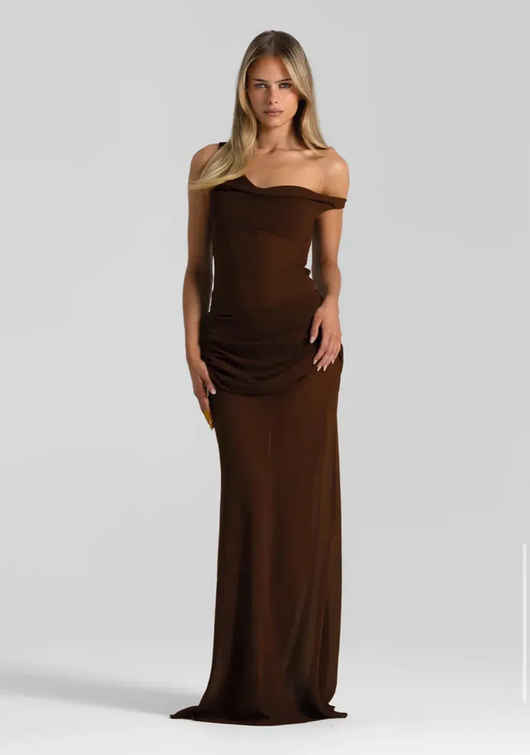 Natalie Rolt Cadence Gown in Espresso Brown Size 12 for rent on The Volte - main image