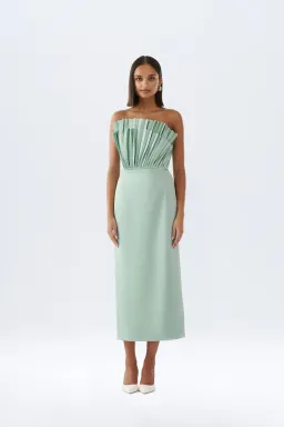 Justin Tong Rory Pleated Gown Size 10 for rent on The Volte - image 2