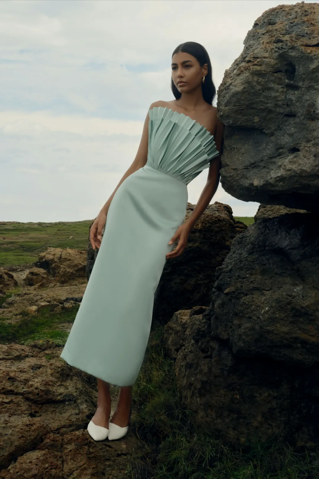 Justin Tong Rory Pleated Gown Size 10 for rent on The Volte - main image