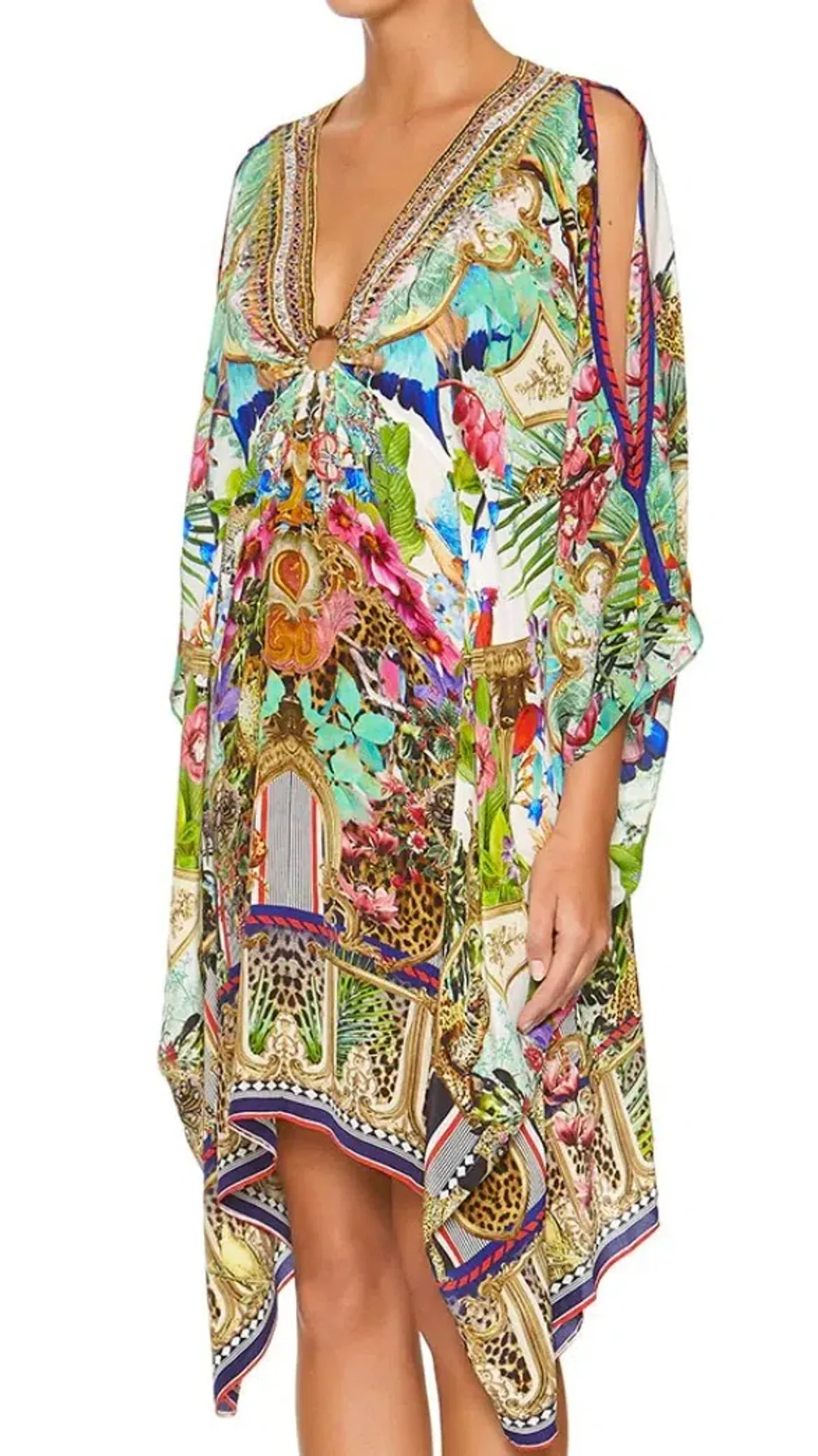 Camilla Champagne Coast Short Kaftan with Hardware One Size  for rent on The Volte - main image