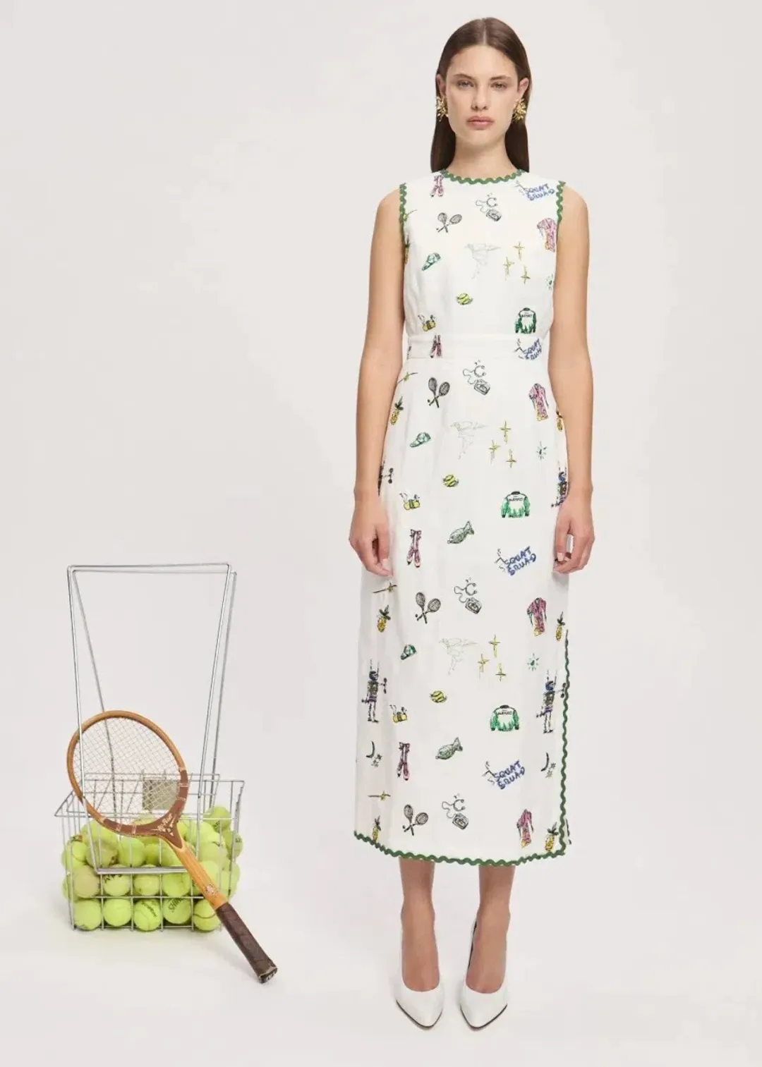 Alemais Play Embroidered Midi Dress 100% linen,  Size 14 for rent on The Volte - main image